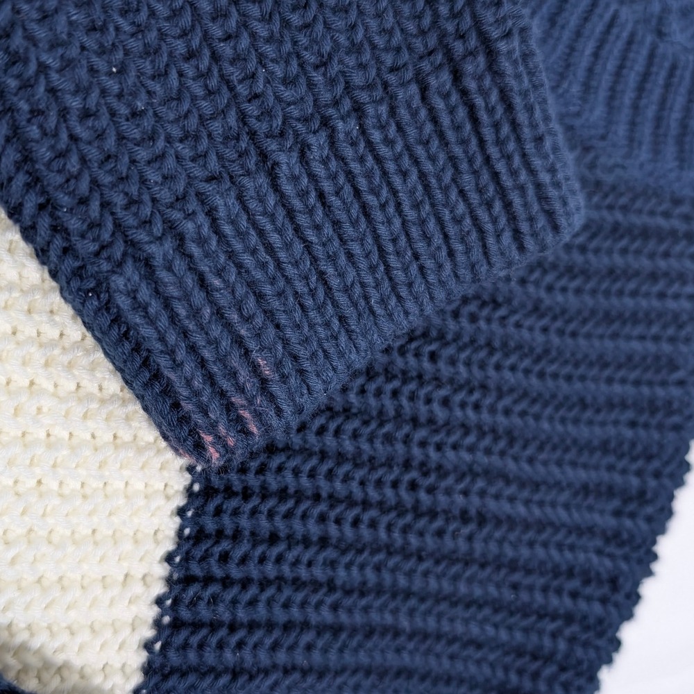 Talbots Striped Nautical Coastal Vibe Knit Sweater Lace Up Side Navy Cream‎ M - Picture 8 of 11